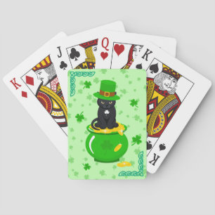 St. Patrick's Day Shamrock Pot van Gouden Zwarte K Pokerkaarten