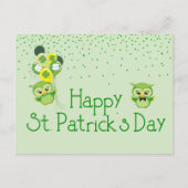 St. Patrick's Day Shamrock Schattigee groene uilen Briefkaart (Voorkant)