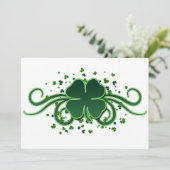 St. Patrick's Day Shamrock Swirls Invitation Kaart (Staand voorkant)