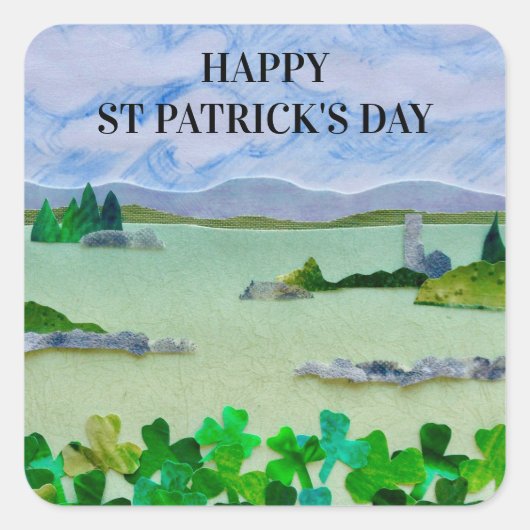 St Patrick's Day Shamrock Vierkante Sticker (Voorkant)