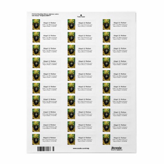 St. Patrick's Day Shamrocks and Pot of Gold Irish Etiket (Full Sheet)