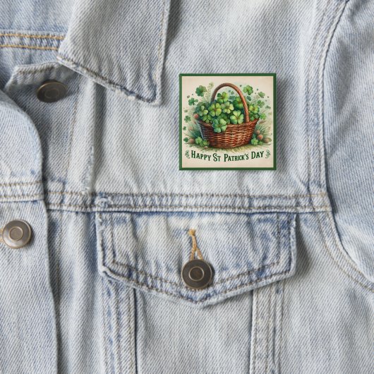 St Patrick's Day Shamrocks Button (In situ)