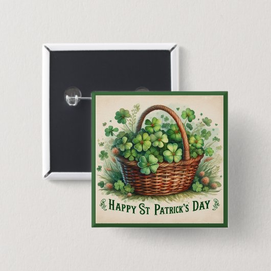 St Patrick's Day Shamrocks Button (Voorkant /achterkant)