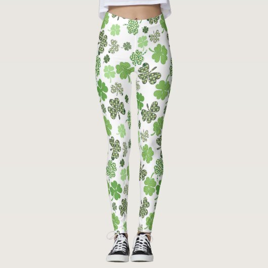 St Patrick's Day Shamrocks & Clover Leggings (Voorkant)