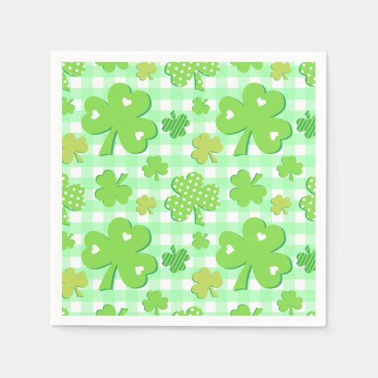 St Patrick's Day Shamrocks en Gingham Pattern Servet (Voorkant)