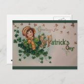 St. Patrick's Day Shamrocks en Irish Lass Briefkaart (Voorkant / Achterkant)