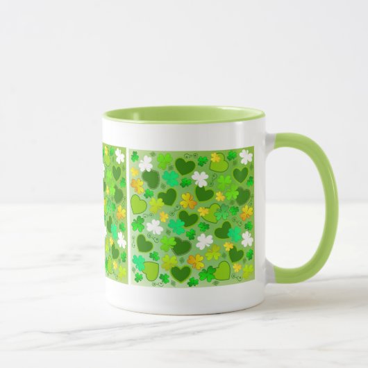 St. Patrick's Day Shamrocks et coeurs Mug (Droite)