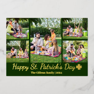St. Patrick's Day Shamrocks familie foto collage Folie Feestdagenkaart