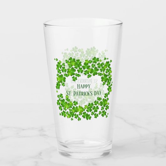 St. Patricks Day Shamrocks glas (Achterkant)