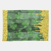 St. Patrick's Day Shamrocks Glitter Gold Drips Theedoek (Horizontaal)