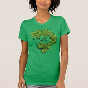 St. Patrick's Day Shamrocks mousserende harten T-shirt
