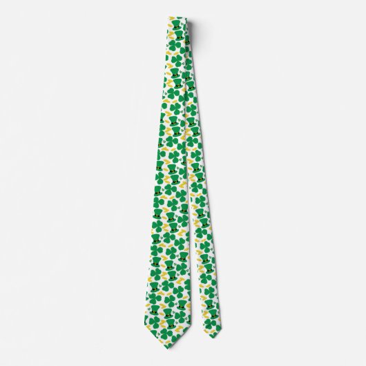 St. Patrick's Day Shamrocks Munten en Pet Patroon Stropdas (Voorkant)