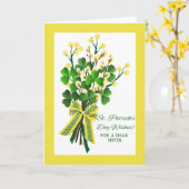 St. Patrick's Day Shamrocks voor zuster Kaart (Gele Bloem)