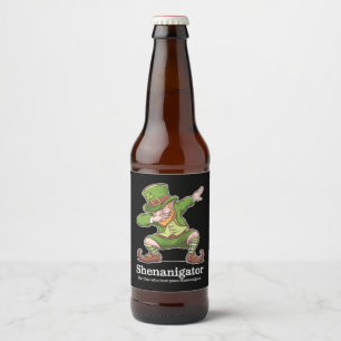 St Patricks Day Shenanigator Dabbing Leprechaun Bier Etiket