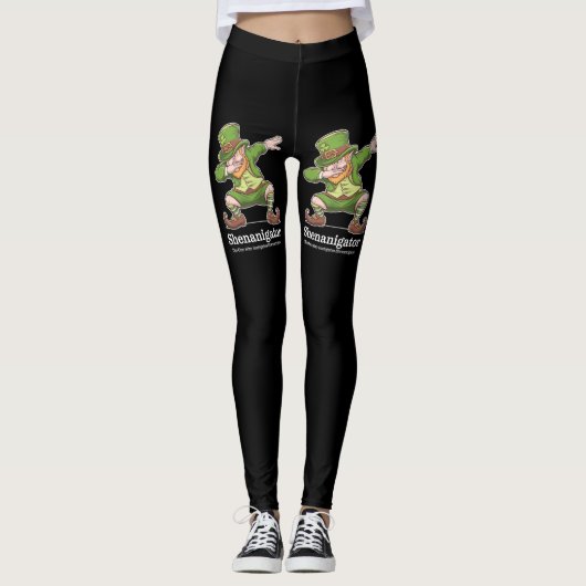 St Patricks Day Shenanigator Dabbing Leprechaun Leggings (Voorkant)