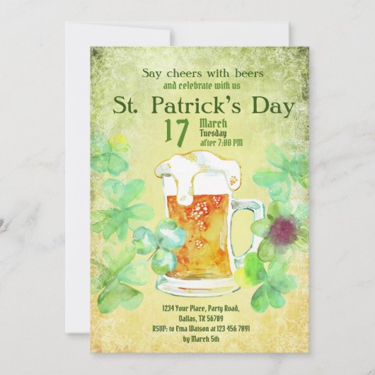 St Patrick's Day Sjabloon, Party Invitation, Kaart (Voorkant)