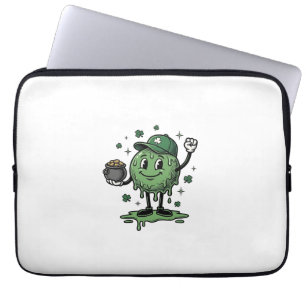 St Patricks Day Slijm Mascotte Vintage Vector T-sh Laptop Sleeve