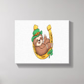 St Patrick's Day Sloth Hoefijzer Lucky Canvas Afdruk (Voorkant)