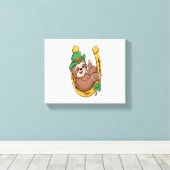St Patrick's Day Sloth Hoefijzer Lucky Canvas Afdruk (Insitu (Houten vloer))