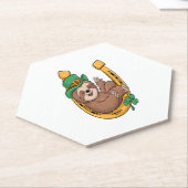 St Patrick's Day Sloth Hoefijzer Lucky Kartonnen Onderzetters (Schuin)