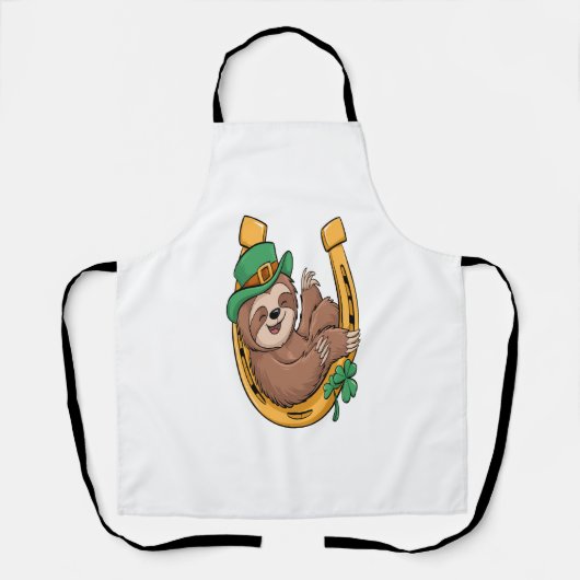 St Patrick's Day Sloth Hoefijzer Lucky Schort (Voorkant)