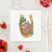 St Patrick's Day Sloth Hoefijzer Lucky Servet (Insitu)