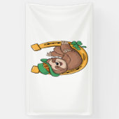 St Patrick's Day Sloth Hoefijzer Lucky Spandoek (Verticaal)