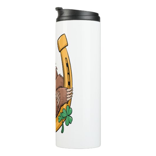 St Patrick's Day Sloth Hoefijzer Lucky Thermosbeker (Geroteerd rechts)
