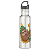 St Patrick's Day Sloth Hoefijzer Lucky Waterfles (Voorkant)