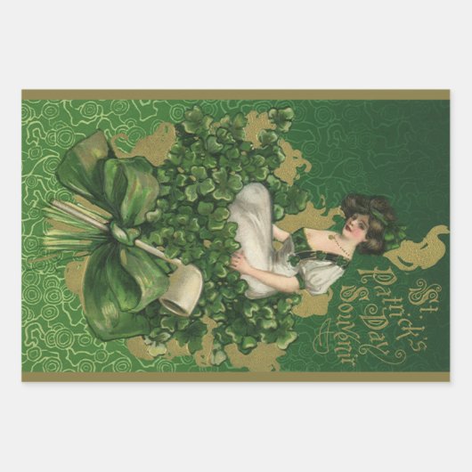 St. Patrick's Day Souvenir, Irish Lass Inpakpapier Vel (Voorkant 2)