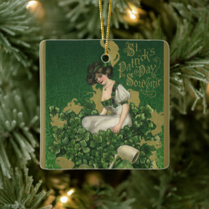 St. Patrick's Day Souvenir, Irish Lass Keramisch Ornament