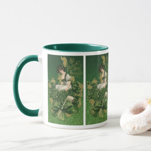  St. Patrick's Day Souvenir, Irish Lass Mok (Met donut)