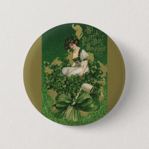 St. Patrick's Day Souvenir, Irish Lass Ronde Button 5,7 Cm