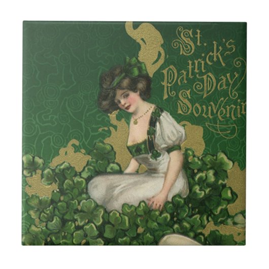  St. Patrick's Day Souvenir, Irish Lass Tegeltje (Voorkant)