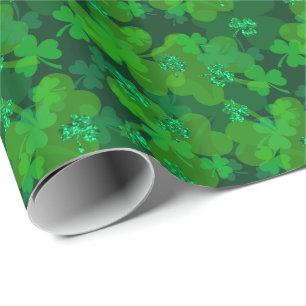 St. Patrick's Day Sparkling Shamrock Gift Wrap Cadeaupapier