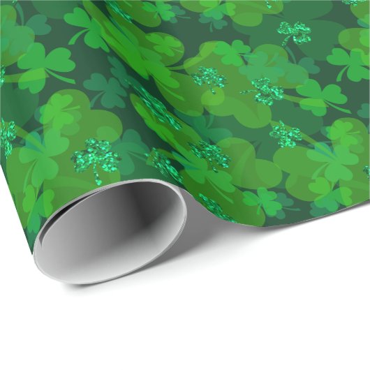 St. Patrick's Day Sparkling Shamrock Gift Wrap Cadeaupapier (Rol Hoek)