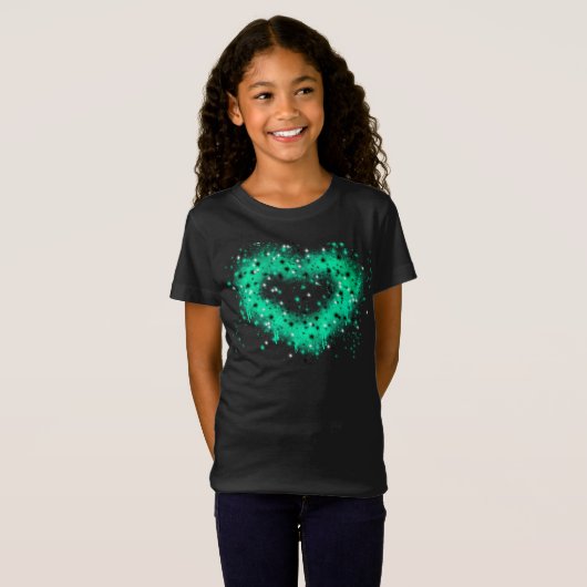 St. Patrick's day | Spuitverf, glitterend hart T-shirt (Voorkant volledig)