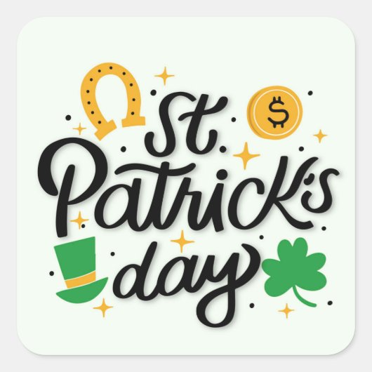 St Patricks Day Square Sticker (Voorkant)