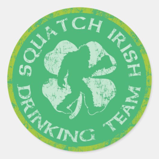 St Patrick's Day Squatch Irish Drink Team Ronde Sticker (Voorkant)