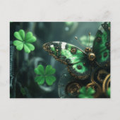 St. Patrick's Day Steampunk Butterfly Feestdagenkaart (Voorkant)