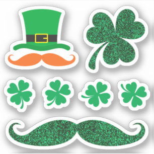 St Patrick's day stickers - klaver pet snor