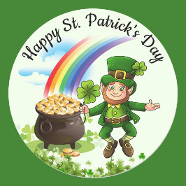 St. Patrick's Day Stickers Leprechaun Rainbow
