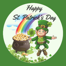St. Patrick's Day Stickers Leprechaun Rainbow