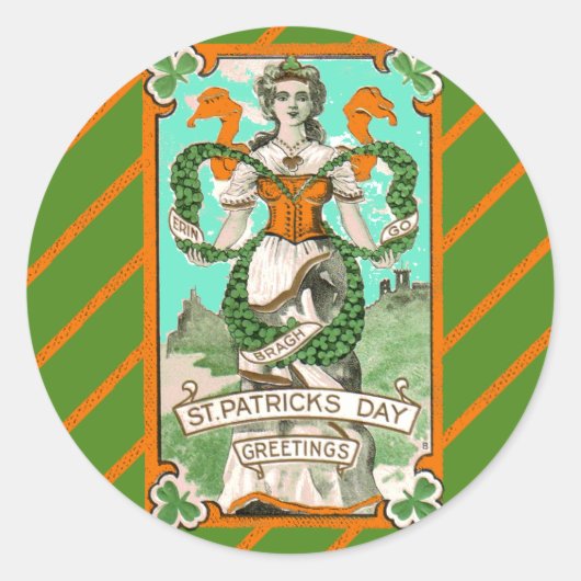 St. Patrick's Day Stickers met Ierse Lass (Voorkant)