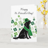 St. Patrick's Day Stijlvolle zwarte labrador klave Kaart (Gele Bloem)
