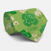 St Patrick's Day Stropdas Green Lucky Clover (Opgerold)