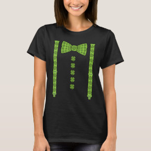 St Patricks Day Suspenders C Shamrock Bow Stropdas T-shirt