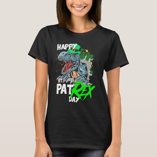 St Patricks Day T-Rex Happy Pat Rex Day Dinosaur T-shirt (Voorkant)