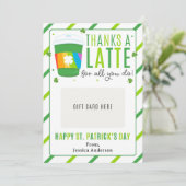 St. Patrick's Day Teacher Coffee Gift Card Holder Kaart (Staand voorkant)