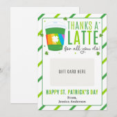 St. Patrick's Day Teacher Coffee Gift Card Holder Kaart (Voorkant / Achterkant)